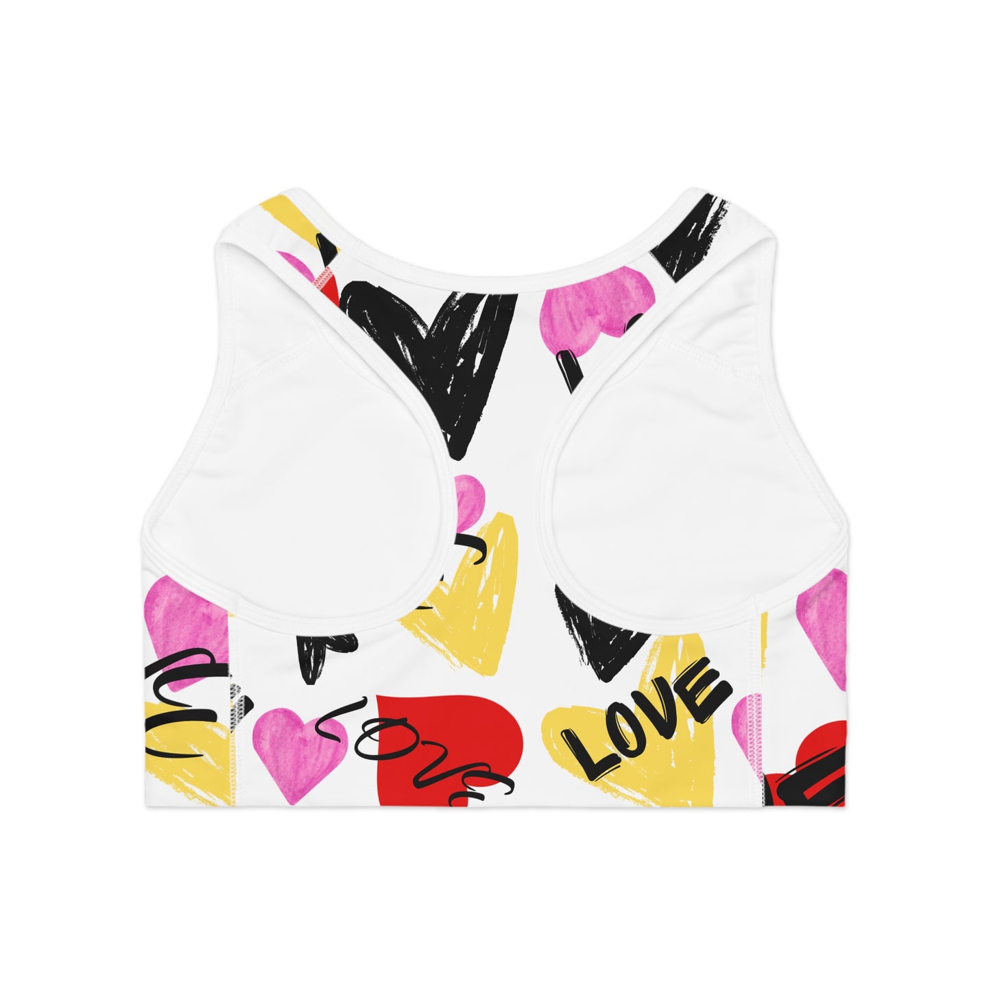 Love Heart Sports Bra - Athletic Top for Workouts, Valentine's Day Gift, Yoga, Fitness Enthusiasts, Casual Wear, Heart Pattern Activewear