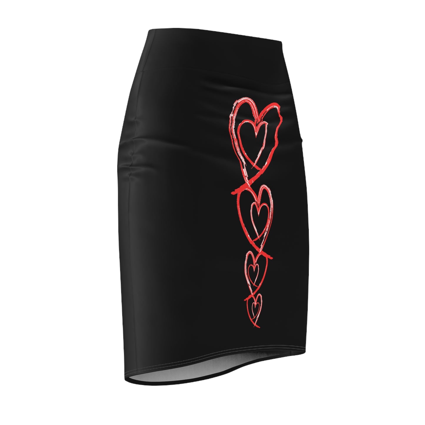 Heart-Pattern Women's Pencil Skirt, Chic Office Wear, Date Night Fashion, Valentine's Day Outfit, Casual or Dressy Look, Gift for Her