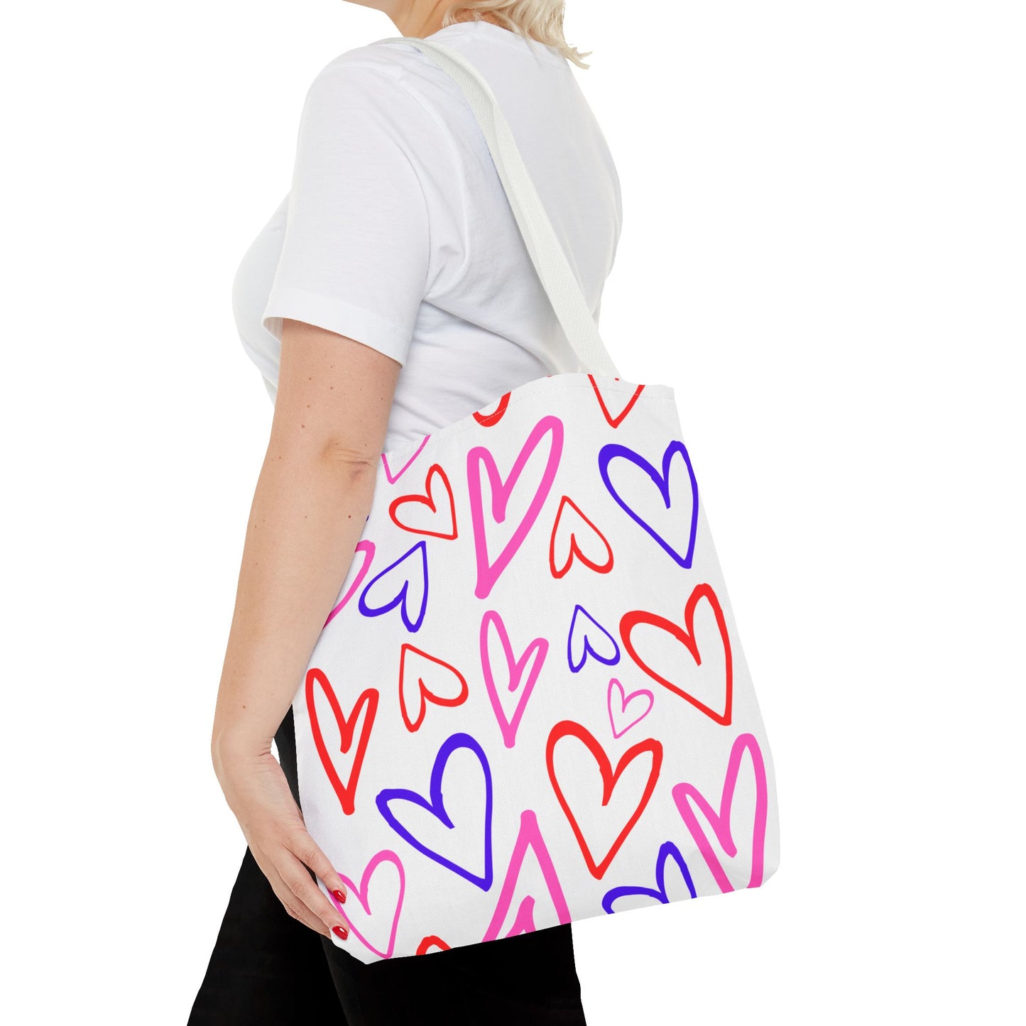 Hearts Tote Bag, Cute Tote for Valentine’s Day, Everyday Shopping, Beach Bag, Gift for Her