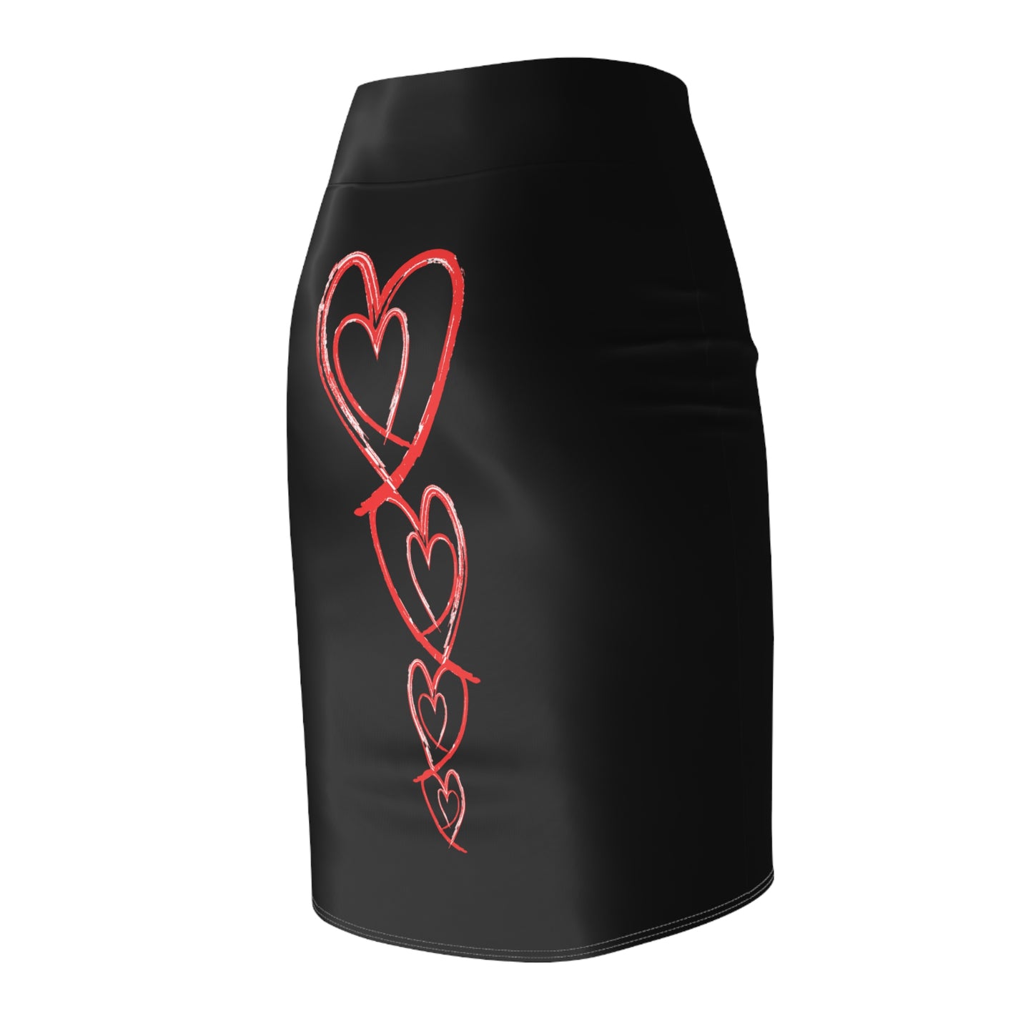 Heart-Pattern Women's Pencil Skirt, Chic Office Wear, Date Night Fashion, Valentine's Day Outfit, Casual or Dressy Look, Gift for Her