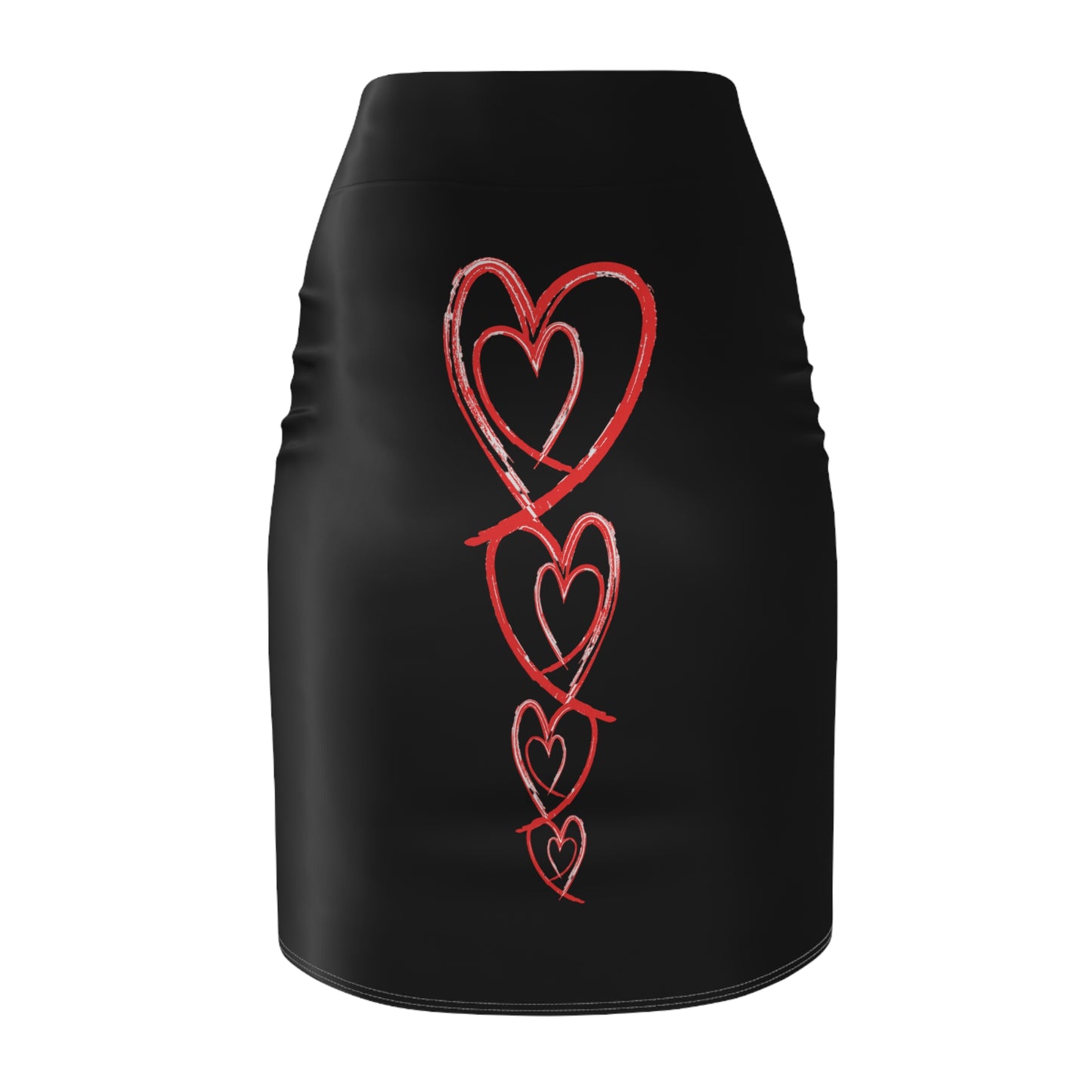 Heart-Pattern Women's Pencil Skirt, Chic Office Wear, Date Night Fashion, Valentine's Day Outfit, Casual or Dressy Look, Gift for Her