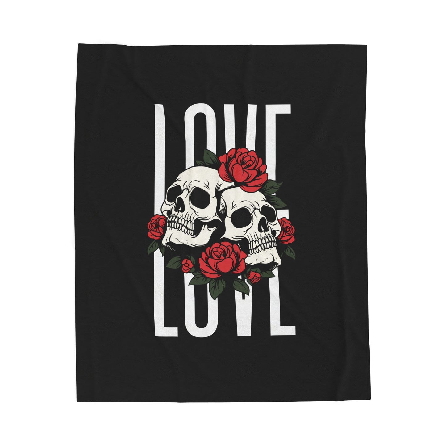 Gothic Love with Skulls and Roses Plush Blanket | Cozy Throw for Couples, Valentine's Day Gift, Alternative Home Decor