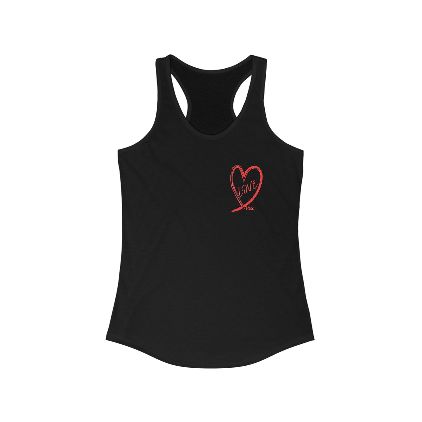 Women's Love Deep Racerback Tank Top, Perfect for Workout, Yoga, and Casual Style, Gift for Her, Summer Essential, Soft Cotton Fabric