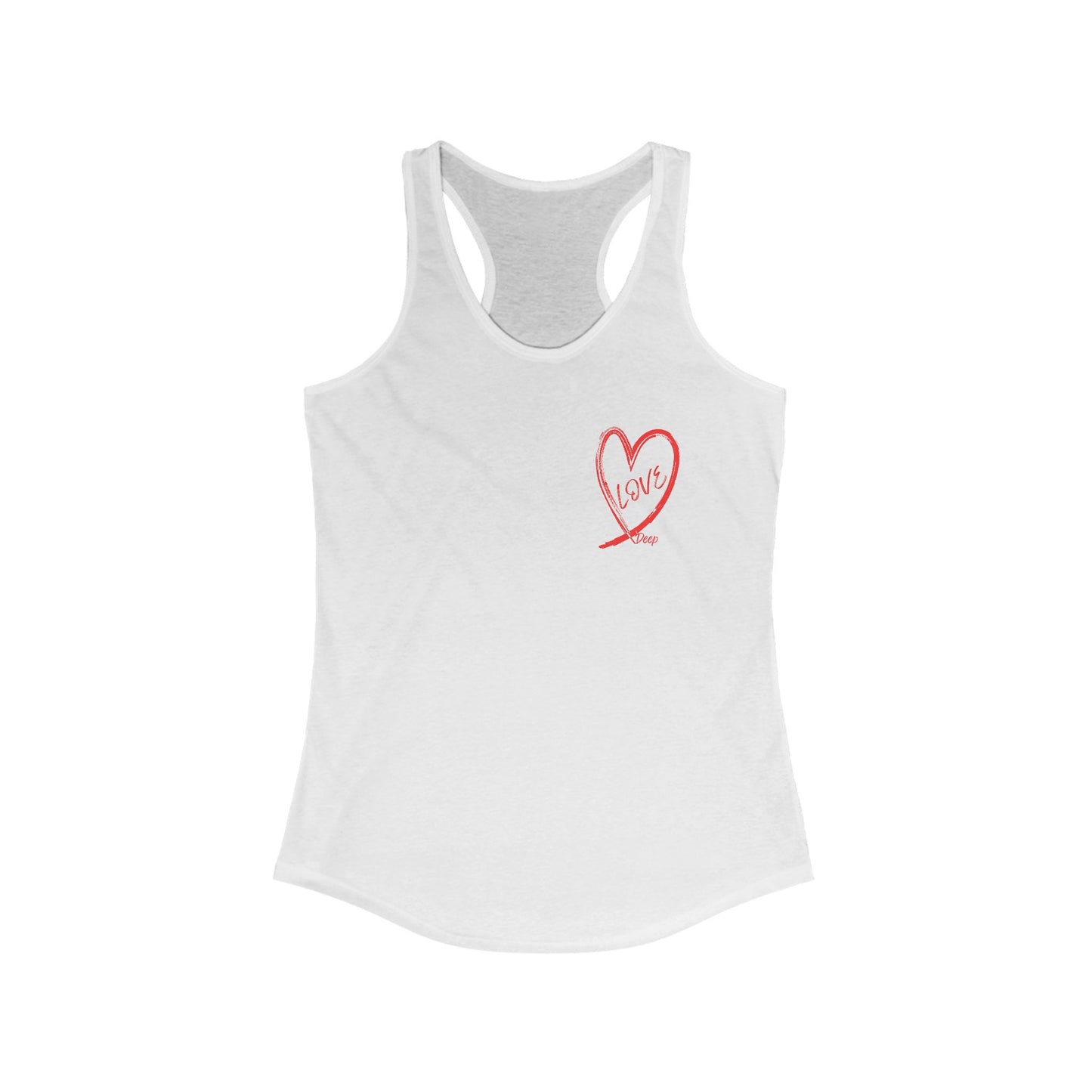 Women's Love Deep Racerback Tank Top, Perfect for Workout, Yoga, and Casual Style, Gift for Her, Summer Essential, Soft Cotton Fabric