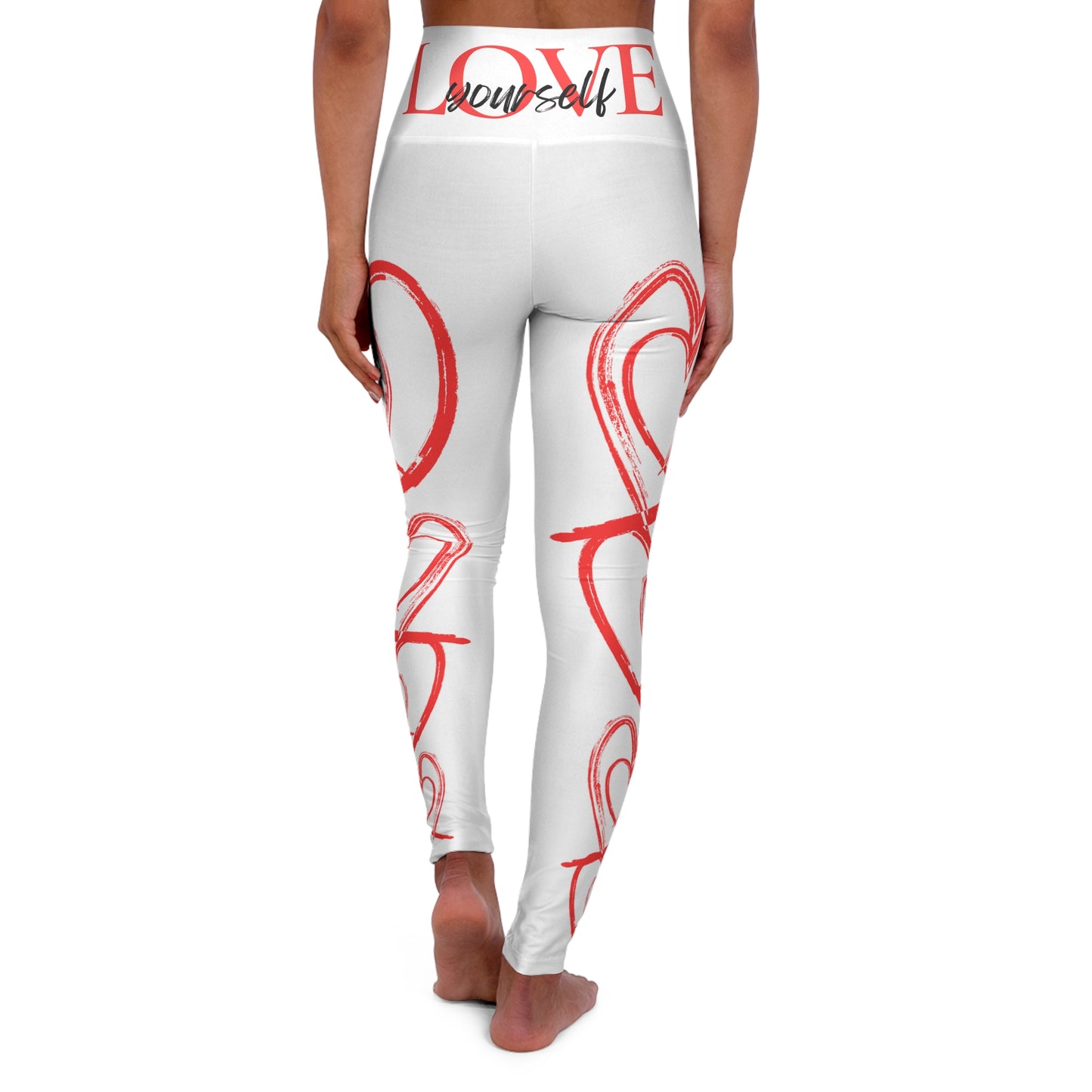 Heart High Waisted Yoga Leggings by- Love Yourself Motivation, Activewear, Fitness Pants, Gym Style, Self-Love Apparel