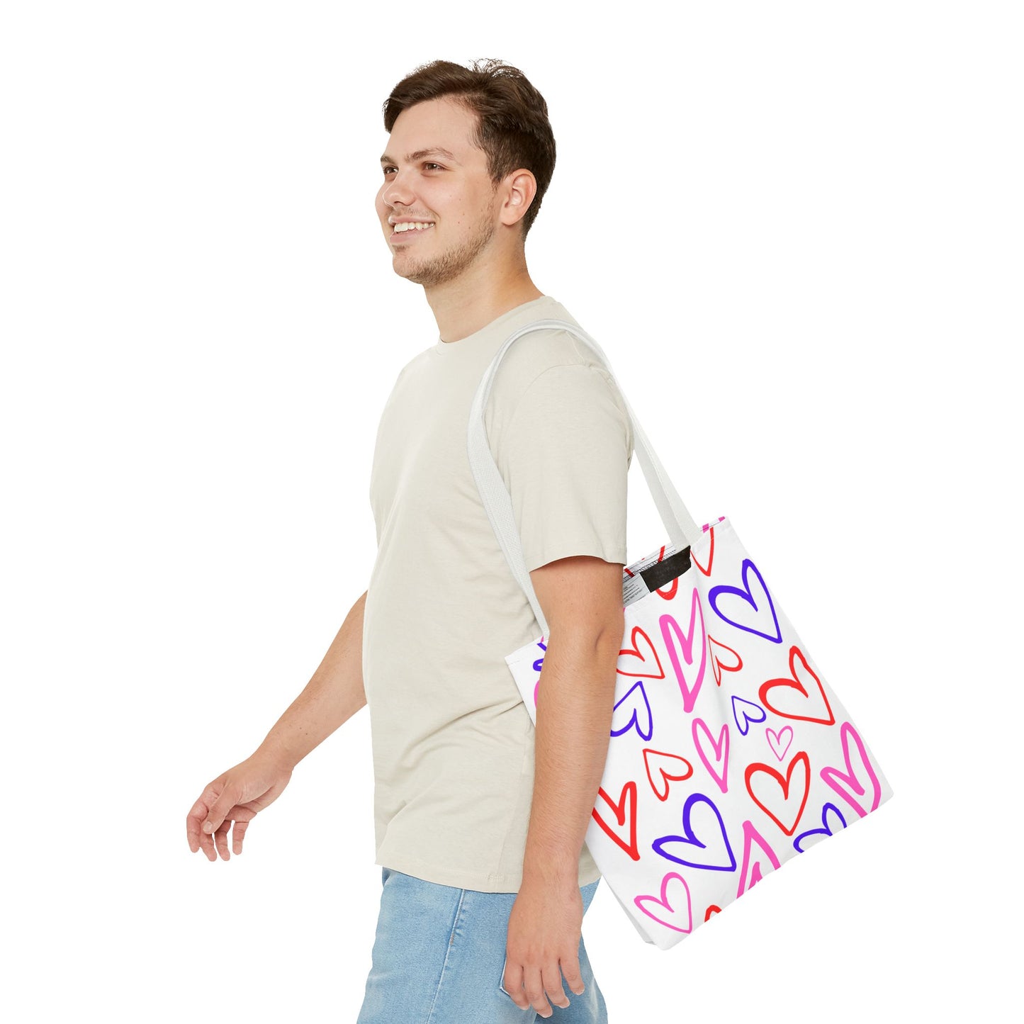 Hearts Tote Bag, Cute Tote for Valentine’s Day, Everyday Shopping, Beach Bag, Gift for Her