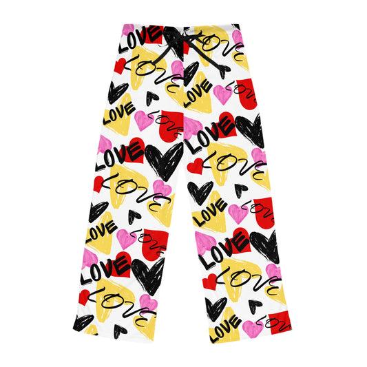Women's Love Heart Pajama Pants, Cozy Sleepwear, Valentine's Day Gift, Loungewear, Casual Comfort Pants