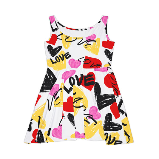Graffiti Love Skater Dress, Street Art Skater Dress, Edgy Women's Dress, Urban Style Dress, Trendy Graffiti Dress