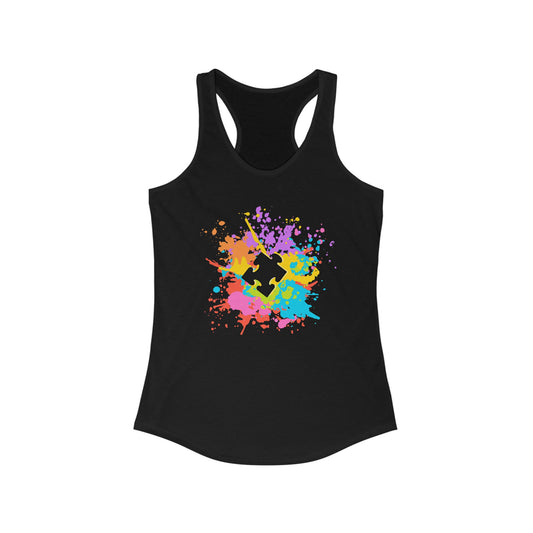 Colorful Autism Puzzle Splash Women's Racerback Tank Top, Summer Workout Shirt, Casual Gym Wear, Gift for Puzzle Lovers, Fun Graphic Tank