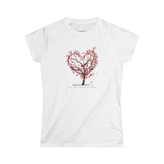 Heart Tree Women's Softstyle Tee | Perfect Gift for Nature Lovers, Casual Wear, Valentine's Day, Eco-Friendly Fashion, Spring Style