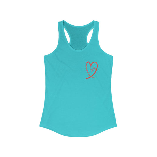 Women's Love Deep Racerback Tank Top, Perfect for Workout, Yoga, and Casual Style, Gift for Her, Summer Essential, Soft Cotton Fabric