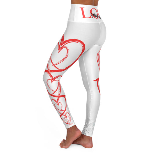Heart High Waisted Yoga Leggings by- Love Yourself Motivation, Activewear, Fitness Pants, Gym Style, Self-Love Apparel