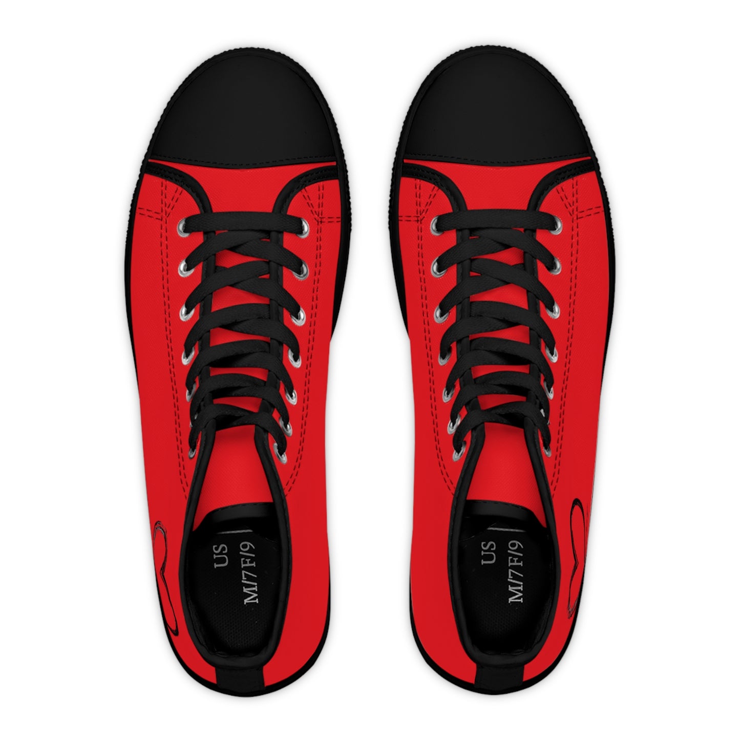 Women's High Top Sneakers Love Deep Red and Black Everyday