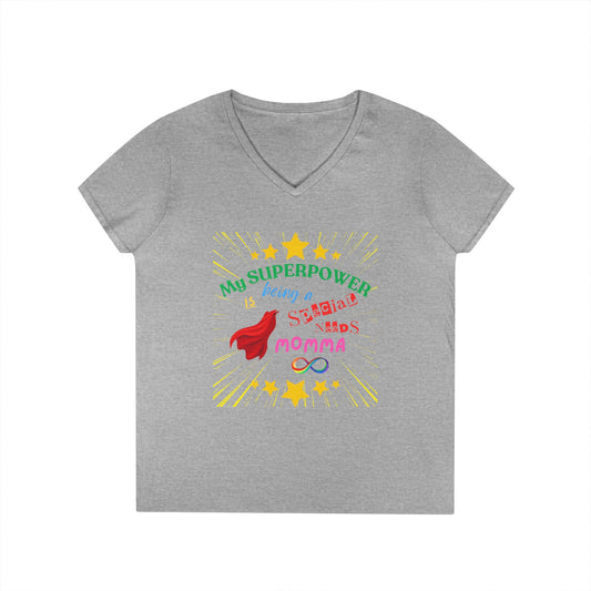 V-Neck T-Shirt Special Need Superpower Momma Shirt Neurodiversity Women