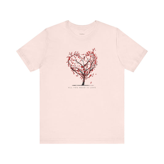 Heart Tree Short Sleeve Tee, Nature Lovers Gift, Eco-Friendly Shirt, Casual Wear, Friends & Family Gathering, Valentine's Day Gift