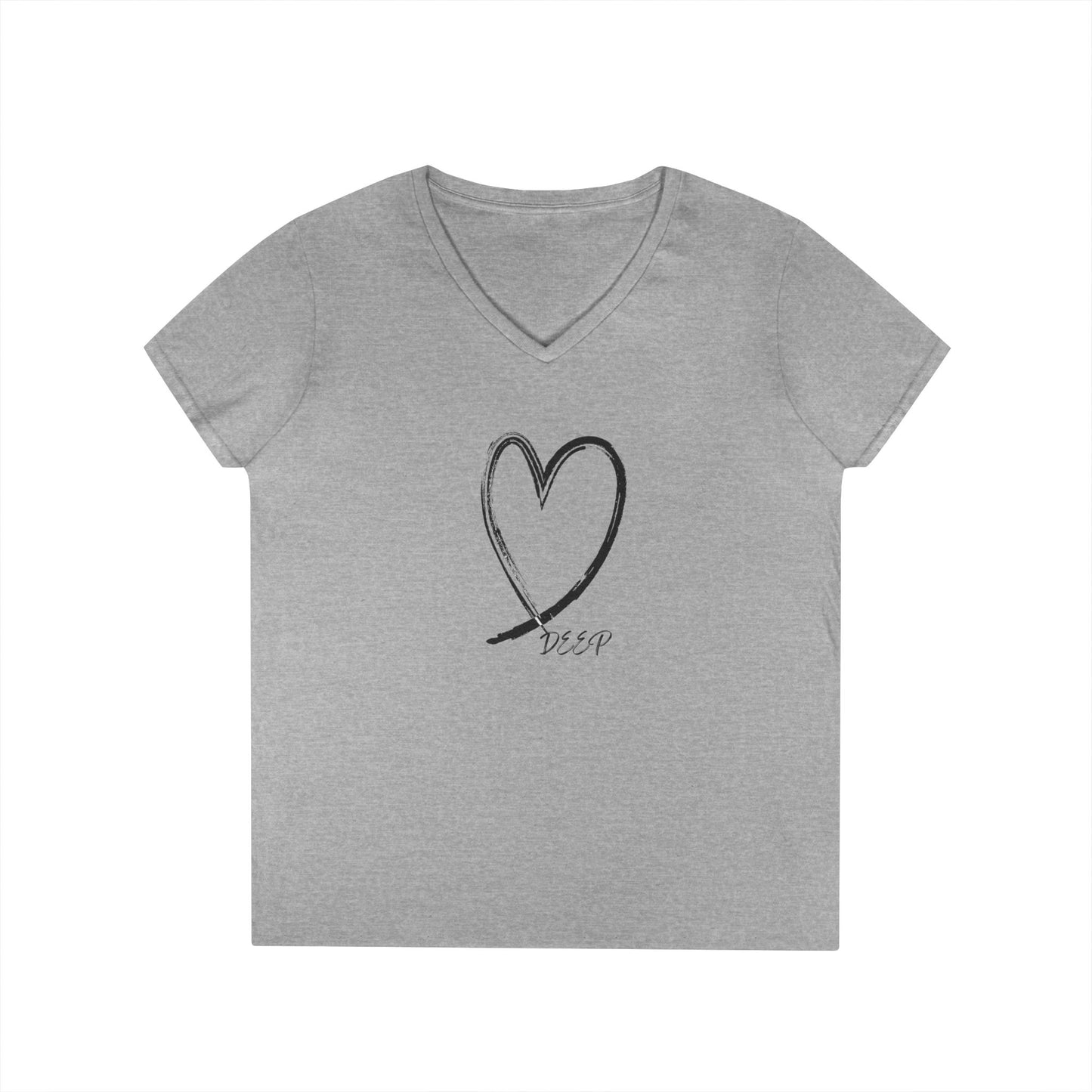 Women's Love Deep V-Neck T-Shirt with Heart Design