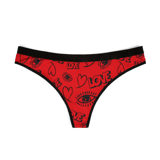 ‘I ❤️ Love’ Women's Thongs | Love Pattern Lingerie, Valentine's Day Gift, Everyday Comfort, Cute Underwear, Gift for Her