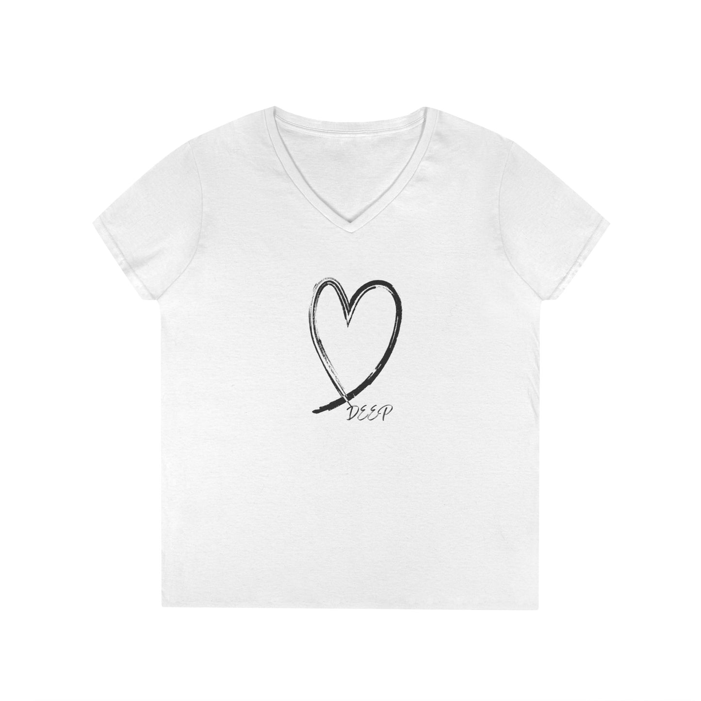 Women's Love Deep V-Neck T-Shirt with Heart Design