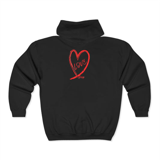 Love Deep Cozy Zip-Up Hoodie - Unisex Sweatshirt for Casual Style, Perfect for Valentine's Day, Gift for Couples, Everyday Wear