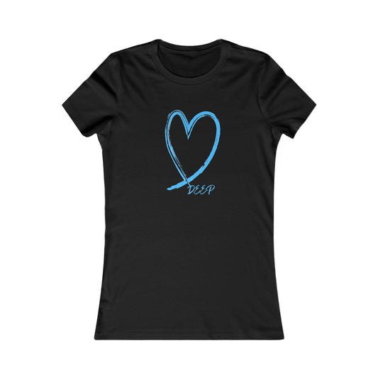 Women's Love Deep Favorite Tee - Casual Wear, Gift for Her, Summer Fashion, Heart Design, Everyday Style
