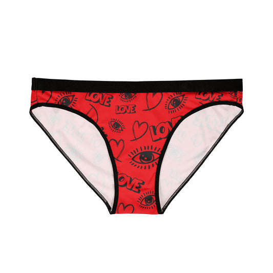 I ❤️ Love-Inspired Women's Underwear, Cute Lingerie, AOP Briefs, Red Heart Print, Valentine's Day Gift, Everyday Comfort