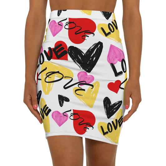 Women’s Pencil Skirt Graffiti Love