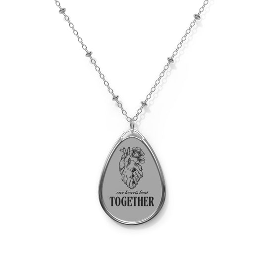 Heartfelt Oval Necklace, Together Heart Necklace, Couples Jewelry, Gift for Her, Personalized Pendant, Anniversary Gift