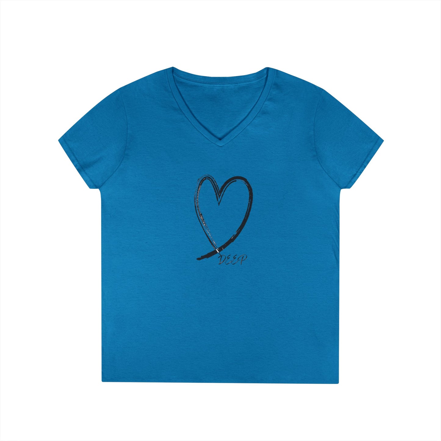 Women's Love Deep V-Neck T-Shirt with Heart Design